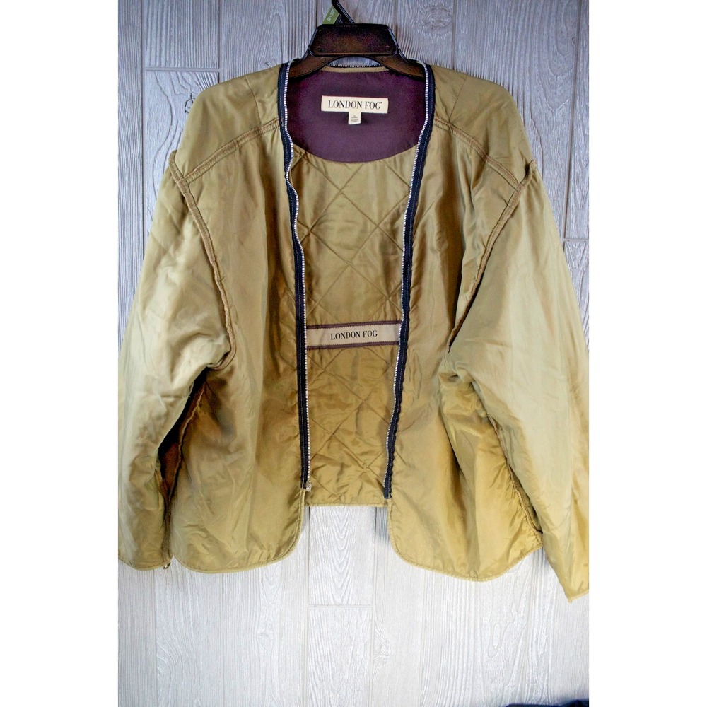 London Fog Womens XL Quilted Jacket Liner Olive Green Full Zip Lightweight Coat